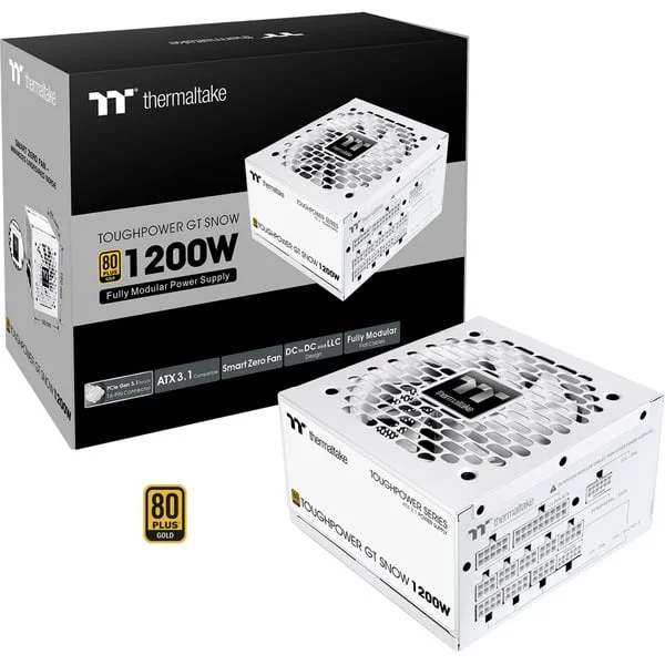 Thermaltake Toughpower GT Snow 1200W, PC-Netzteil (weiß, 2x 12-Pin High Power GPU, 5x PCIe, Kabelmanagement, 1200 Watt)