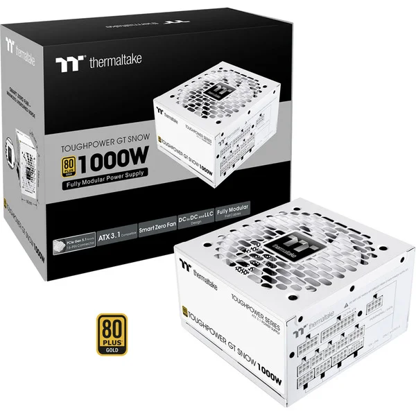 Thermaltake Toughpower GT Snow 1000W, PC-Netzteil (weiß, 1x 12-Pin High Power GPU, 5x PCIe, Kabelmanagement, 1000 Watt)