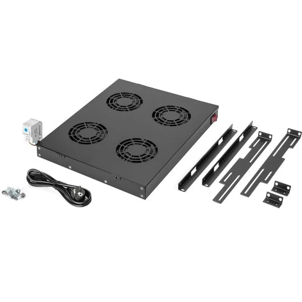 Digitus Lüftereinheit zur variablen 483 mm (19")-Installation, Lüfterbaustein (schwarz, 19" Rackmontage oder "varioFLEX" Netzwerk- & Serverschränke)