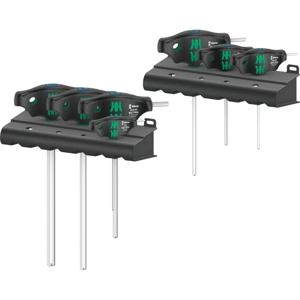 Wera 454/7 HF Set 1 Quergriff-Schraubendreher + Rack, 7-teilig (schwarz/grün, mit Haltefunktion)