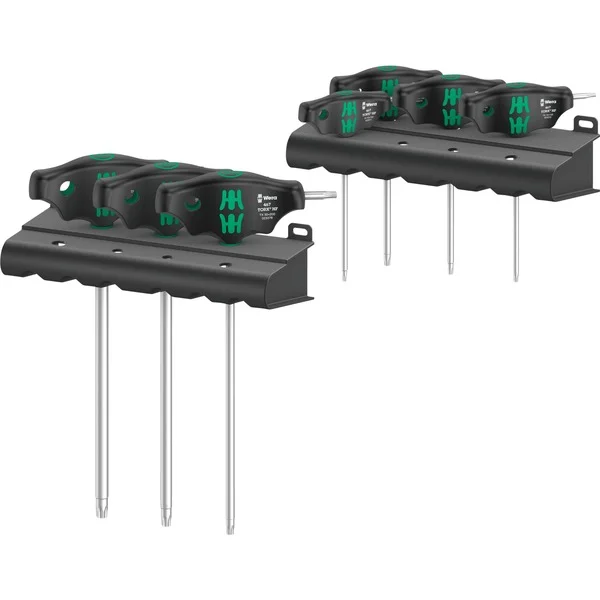Wera 467/7 Sechsrund HF Set 1 Quergriff-Schraubendreher + Rack, 7-teilig (schwarz/grün, mit Haltefunktion)