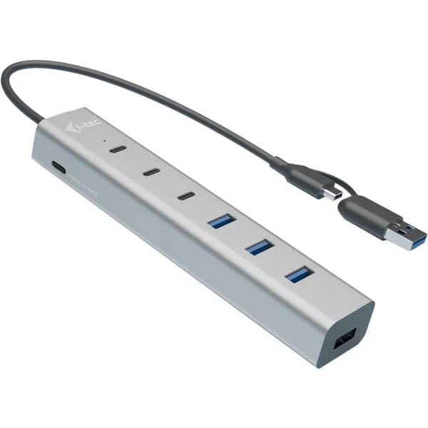 i-tec USB-C/USB-A Charging Metal HUB 7 port, USB-Hub (silber)