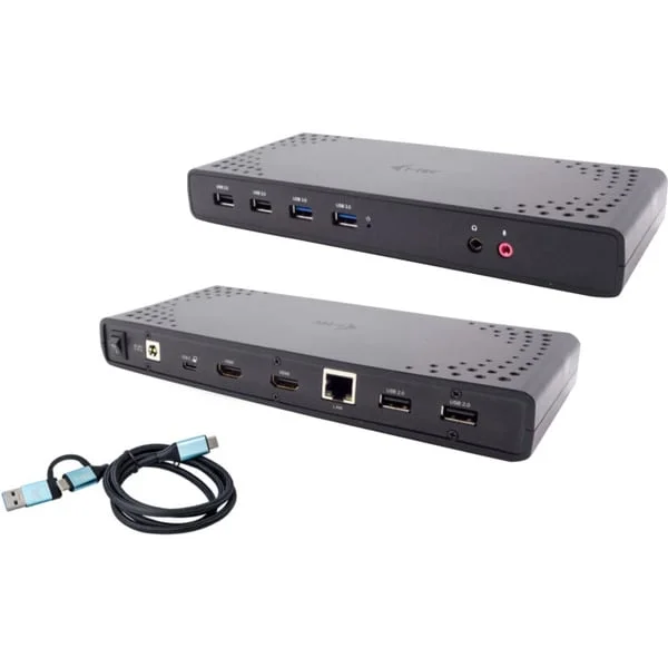 i-tec USB 3.0 / USB-C / Thunderbolt Dual Display Docking Station Power Delivery 100W, Dockingstation (schwarz, Anschluss per USB/Thunderbolt 3/4)