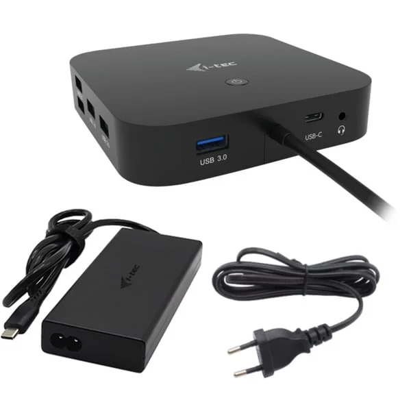 i-tec USB-C HDMI DP Docking Station mit PD 100 W, Dockingstation (USB-C, HDMI, DP, PD, mit Ladegerät)