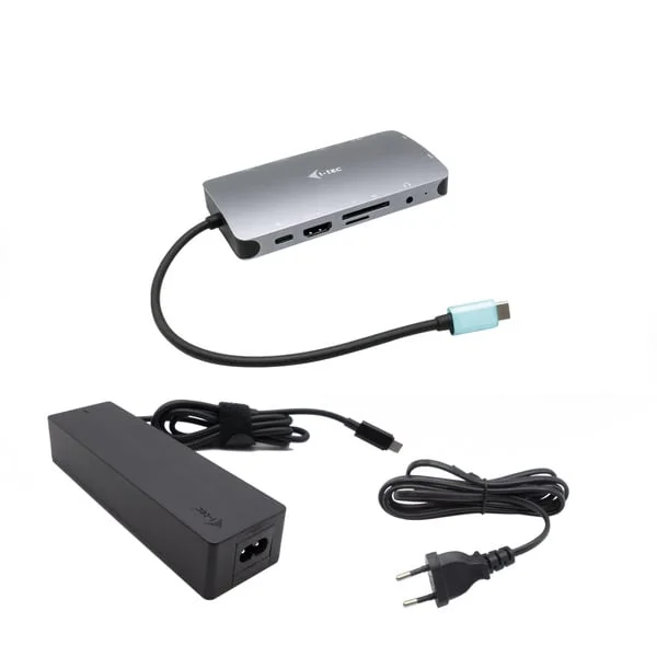 i-tec USB-C Metal Nano 4K Docking Station, Dockingstation (grau, HDMI, VGA, LAN, Power Delivery, mit Ladegerät)