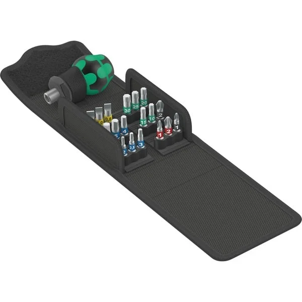Wera Kraftform Kompakt Stubby 1, 19-teilig, Bit-Satz (schwarz/grün)