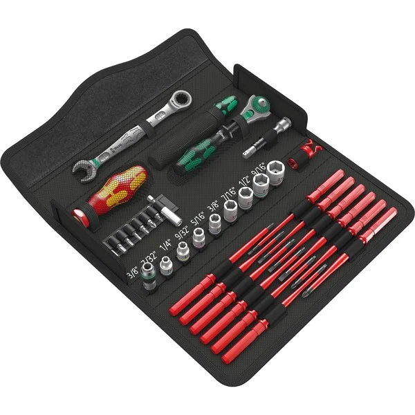 Wera Kraftform Kompakt W Imperial 1, zöllig, Werkzeug-Set (schwarz, inkl. Zyklop Speed-Knarre mit schwenkbarem Kopf, 1/4")