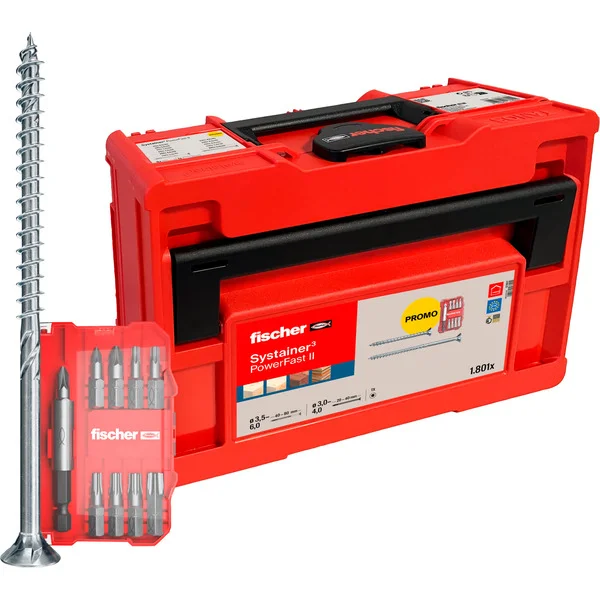fischer PowerFast II Tanos-Box, Senkkopf TG/VG TX, Schrauben-Set (1.801 Teile, Teil- und Vollgewinde, verzinkt)