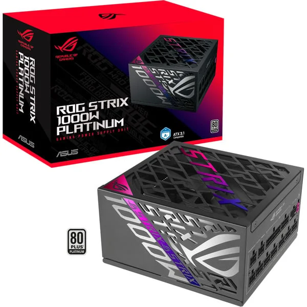 ASUS ROG-STRIX-1000P-GAMING, PC-Netzteil (schwarz, 1x 12-Pin High Power GPU, 4x PCIe, Kabelmanagement, 1000 Watt)