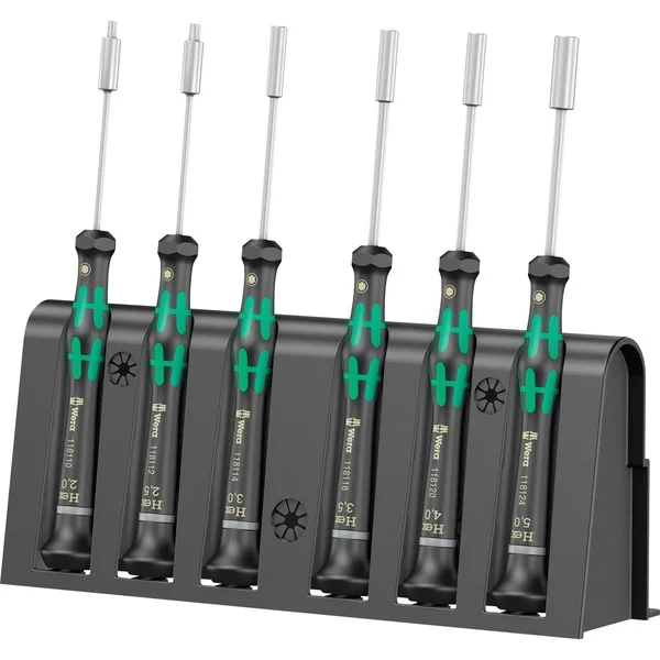 Wera 2069/6 Elektroniker-Schraubendrehersatz + Rack (schwarz/grün, 6-teilig, Black Point Spitze)