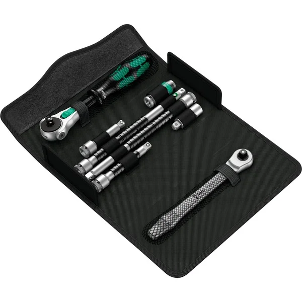 Wera Kraftform Kompakt Zyklop MS1 Metal-/Speed-Knarre, 1/4" (schwarz/grün, 2 Stück, 8-teiliges Set)