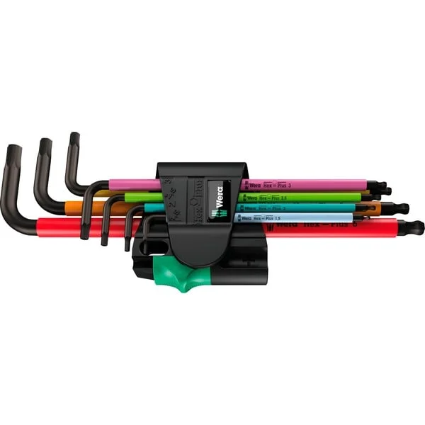 Wera 950/7 Hex-Plus Multicolour Magnet 1 Winkelschlüsselsatz, 7-teilig, Schraubendreher (mit Halteclip)
