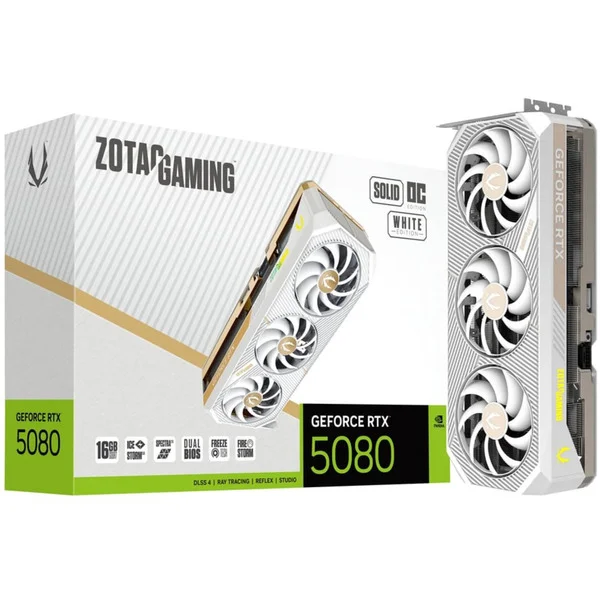 ZOTAC GeForce RTX 5080 SOLID OC White Edition, Grafikkarte (DLSS 5, 3x DisplayPort, 1x HDMI 2.1)