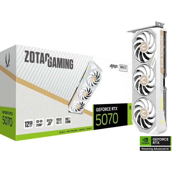 ZOTAC GeForce RTX 5070 AMP WHITE Edition, Grafikkarte (DLSS 5, 3x DisplayPort, 1x HDM)