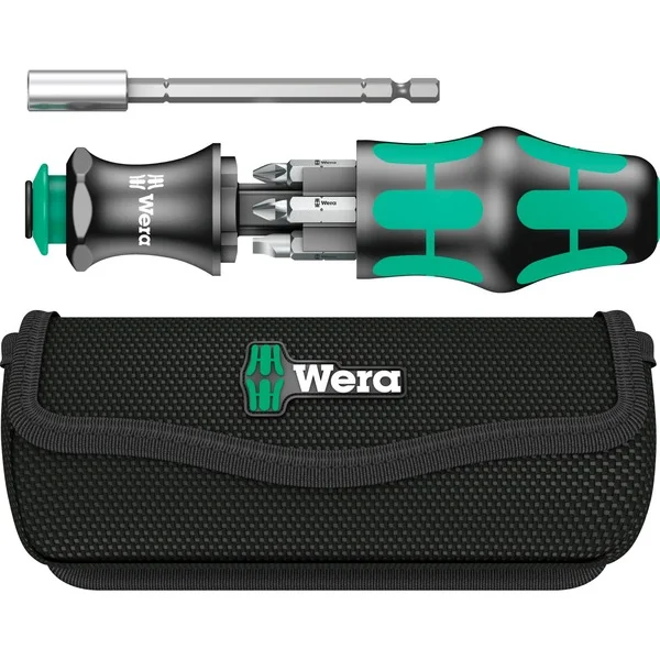 Wera Kraftform Kompakt 28, 7-teilig, Steckschlüssel (schwarz/grün, integriertes Magazin)