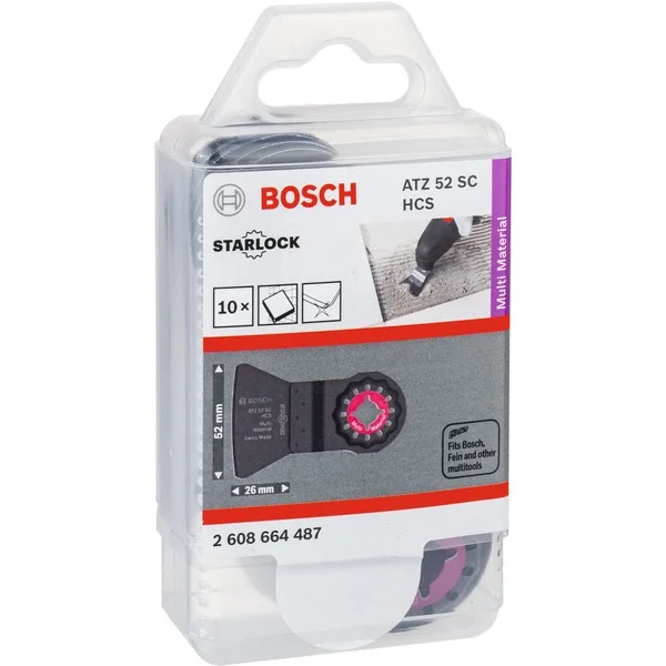 Bosch Professional Schaber ATZ 52 SC Multi Material, biegesteif (10 Stück, HCS, Breite 52mm)