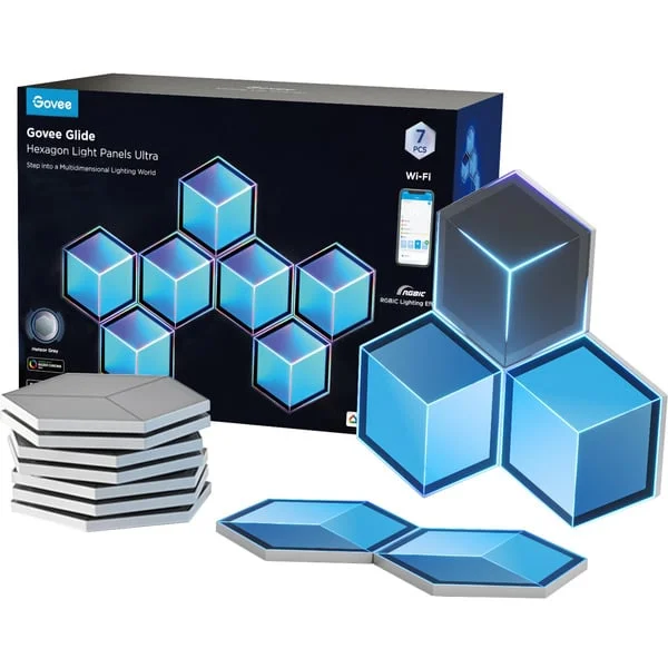 Govee Glide Hexagon Light Panels Ultra 7er-Pack, LED-Leuchte (grau)