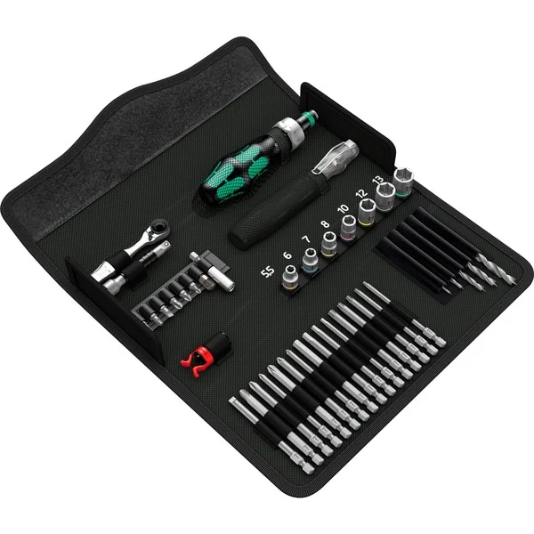 Wera Kraftform Kompakt H 1 Holz, 41-teilig, Werkzeug-Set (schwarz/grün, inkl. Zyklop Mini Bit-Ratsche, 1/4")