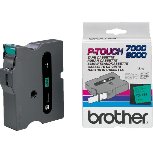 Brother Schriftband TX-751 (24 mm, schwarz auf grün)