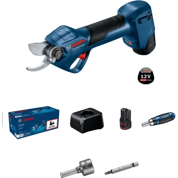 Bosch Professional Akku-Gartenschere GGP 12V-25 Professional, 12Volt (blau/schwarz, 2x Li-Ionen Akku 3,0Ah)