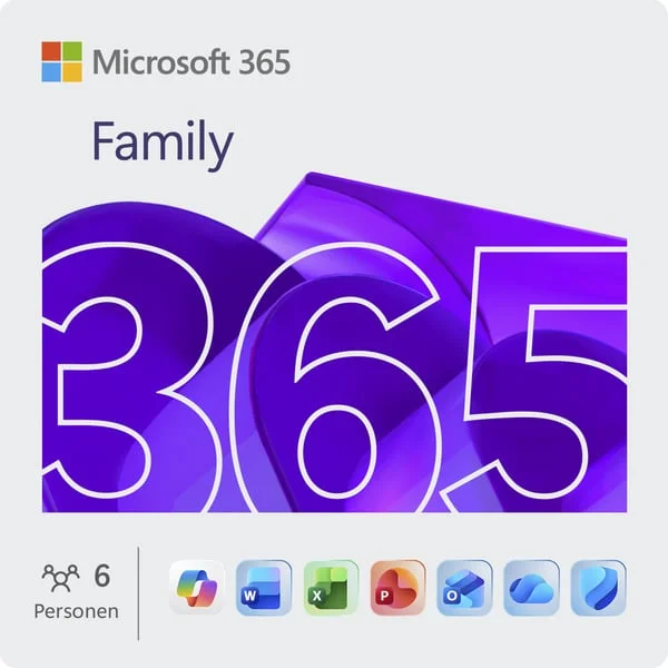 Microsoft Office M365 Family 6 User , Office-Software (Deutsch, 1 Jahr, für PC und MAC)