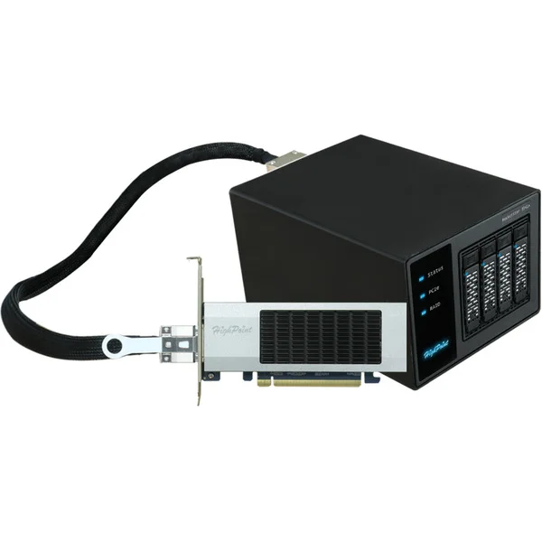 HighPoint RocketStor 6541AW 4-Bay PCIe 4.0 x16 NVMe, RAID-Gehäuse (schwarz)