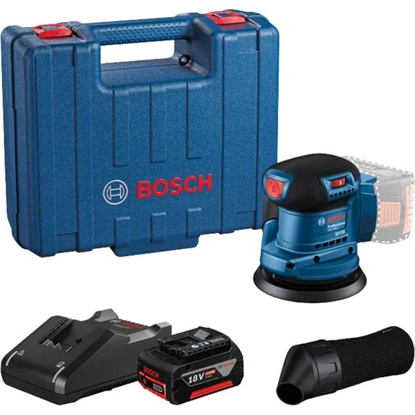 Bosch Professional Akku-Exzenterschleifer GEX 185-LI Professional, 18Volt (blau/schwarz, Li-Ion Akku 4,0Ah, Ø 125mm, Koffer)