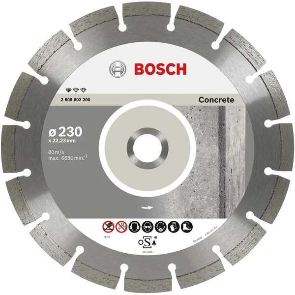 Bosch Professional Diamanttrennscheibe Standard for Concrete, Ø 230mm (10 Stück, Bohrung 22,23mm)