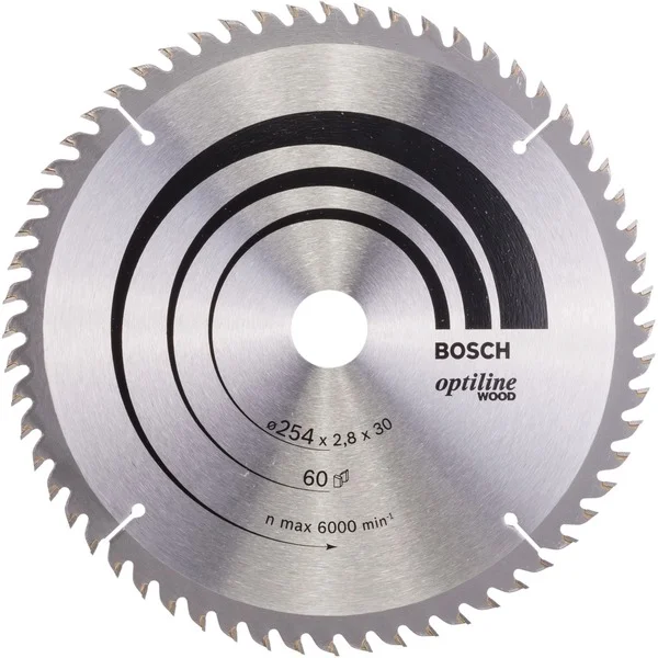 Bosch Professional Kreissägeblatt Optiline Wood, Ø 254mm, 60Z (Bohrung 30mm, für Kapp- & Gehrungssägen)