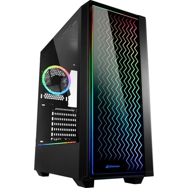 Sharkoon RGB LIT 200, Tower-Gehäuse (schwarz, Front und Seitenteil aus gehärtetem Glas)