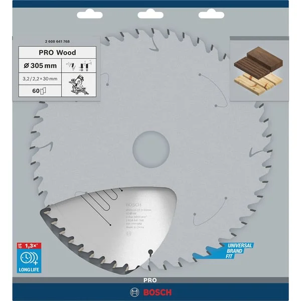 Bosch Professional PRO Wood Kreissägeblatt, Ø 305mm, 60Z (Bohrung 30mm, für Kapp- & Gehrungssägen)