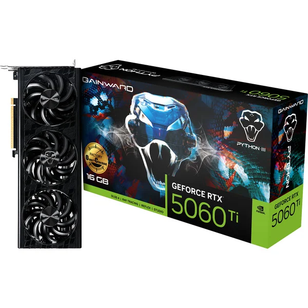 Gainward GeForce RTX 5060 Ti Python III OC 16GB, Grafikkarte (DLSS 5, 3x DisplayPort, 1x HDMI 2.1)