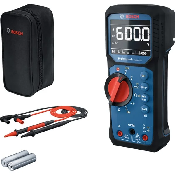 Bosch Professional Digitales Multimeter GDM 600-15 Professional, Messgerät (blau/schwarz, 2x Batterien, Tasche)
