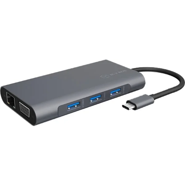 ICY BOX IB-DK4040-CPD, Dockingstation (grau, USB-C, HDMI, VGA, SD)