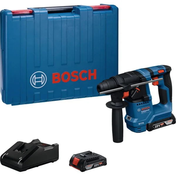 Bosch Professional Akku-Bohrhammer GBH 18V-18 Professional, 18Volt (blau/schwarz, 2x Li-Ionen Akku 2,0Ah, Koffer)