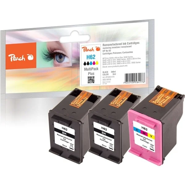 Peach Tinte Spar Pack Plus PI300-670 (kompatibel zu HP No. 62)