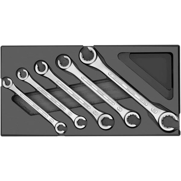 GEDORE Doppelringschlüssel-Satz, offen, in 1/3 ES-Modul, Schraubenschlüssel (schwarz, 5-teilig)