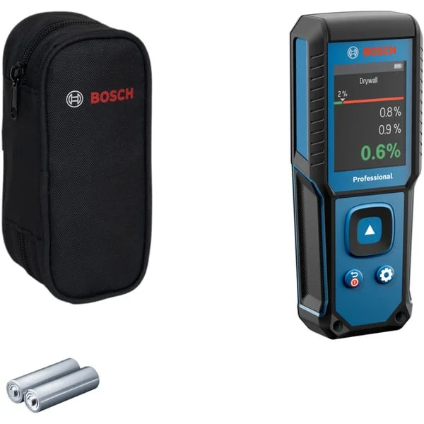 Bosch Professional Holzfeuchtemesser GMM 1-15 Professional (blau/schwarz, 2x Batterien, Tasche)