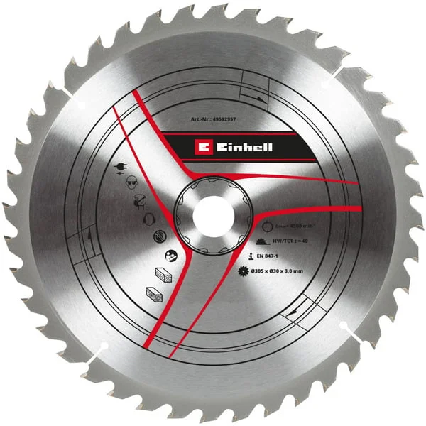 EINHELL Kreissägeblatt HM, Ø 305 x 30mm, 3,0mm, 40Z (für Kapp- und Gehrungssäge TC-MS 3017 T mit Obertisch)