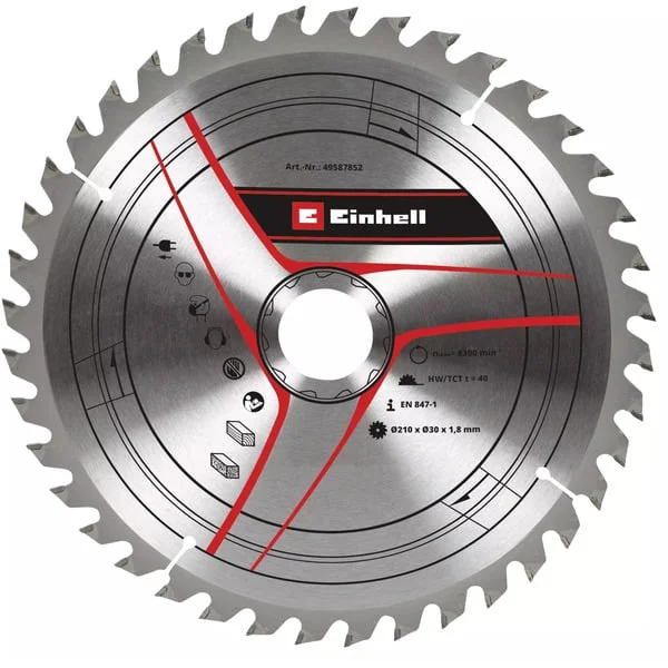 EINHELL Dünnschnitt-Kreissägeblatt HM, Ø 210 x 30mm, 1,8mm, 40Z (für Akku-Tischkreissäge TE-TS 36/210 Li u.a.)