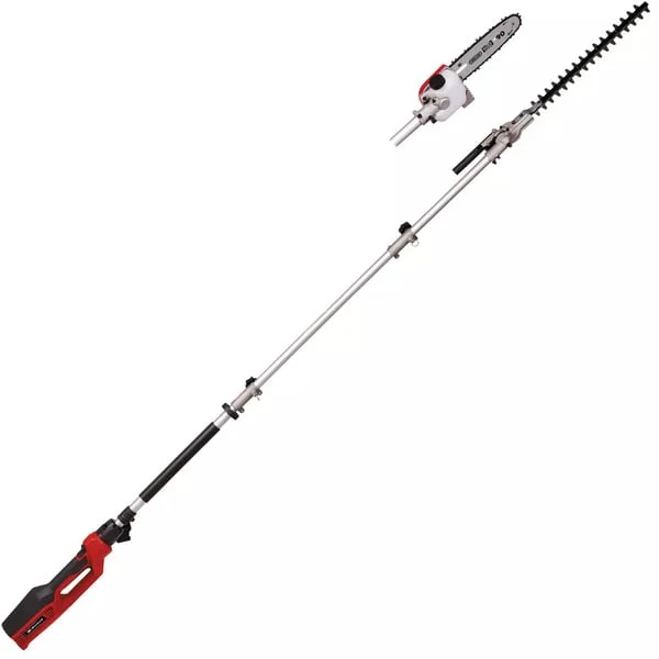 EINHELL Elektro-Stab-Heckenschere / -Säge GC-HC 90/2046 T (rot/schwarz, 900 Watt, 2in1-Gerät: Teleskop-Heckenschere und Hochentaster)