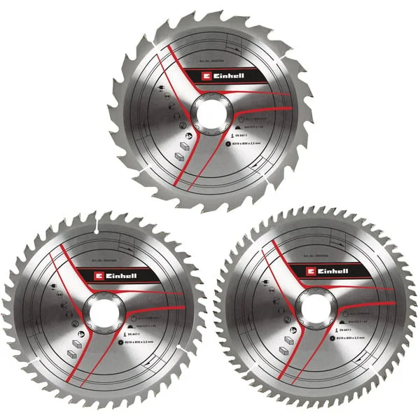 EINHELL Kreissägeblatt-Satz HM, Ø 250 x 30mm, 2,5mm, 24Z / 42Z / 60Z (3-teilig, für Akku-Tischkreissäge TE-TS 36/210 Li u.a.)