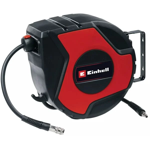 EINHELL Automatische Druckluft-Schlauchtrommel TC-PH 150 (schwarz/rot, 15 Meter Druckluftschlauch + 1,5 Meter Anschluss)