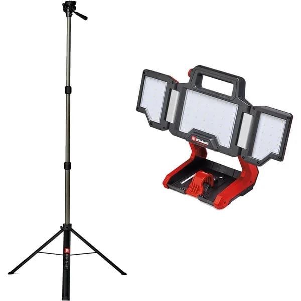 EINHELL Professional Akku-Lampe TP-CL 18/3000 Li Set - Solo, 18Volt, Baustrahler (rot, ohne Akku und Ladegerät, inkl. Stativ)