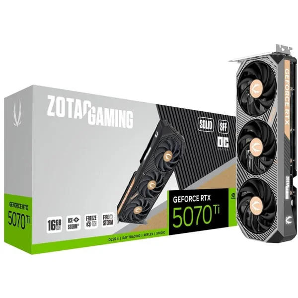ZOTAC GeForce RTX 5070 Ti SOLID OC SFF, Grafikkarte (DLSS 5, 3x DisplayPort, 1x HDMI 2.1)