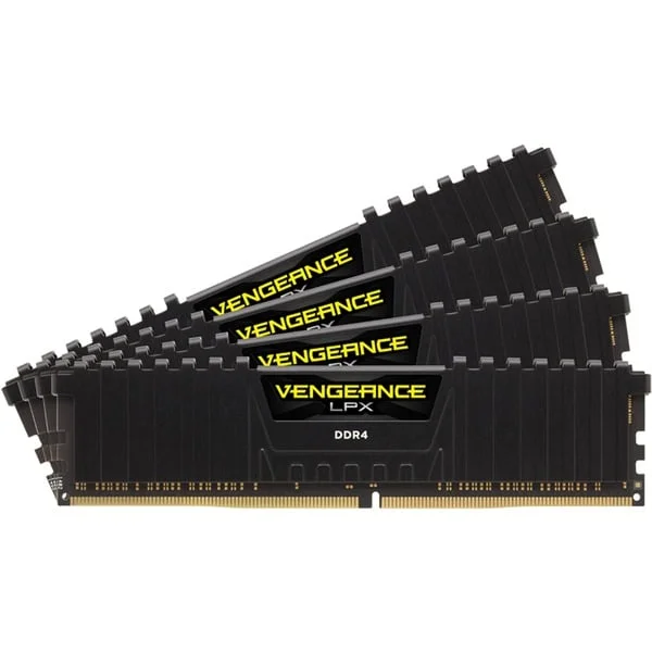 Corsair DIMM 32 GB DDR4-2666 (4x 8 GB) Quad-Kit, Arbeitsspeicher (schwarz, CMK32GX4M4A2666C16, Vengeance LPX, INTEL XMP)