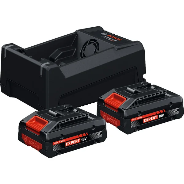 Bosch Professional EXPERT Starter-Set 2x EXBA 18V-40 + Dual-Voltage-Ladegerät GAL 12V/18V-80 (schwarz, 2x Li-Ionen Akku 4Ah, AMPShare Alliance)