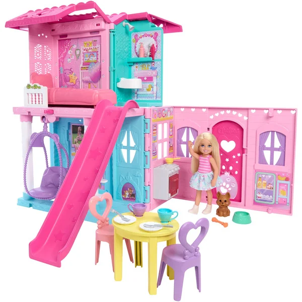 Mattel Barbie aufklappbares Chelsea Pop-Up-Haus, Spielgebäude