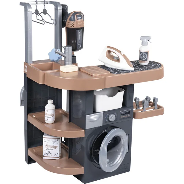 Smoby Rowenta Haushalts-Set Waschküche, Kinderhaushaltsgerät (braun/dunkelgrau)