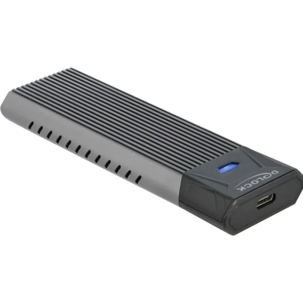 DeLOCK Externes USB Type-C Combo Gehäuse für M.2 NVMe PCIe oder SATA SSD, Laufwerksgehäuse (schwarz, werkzeugfrei)